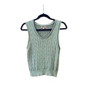 HARLOW | Sage Green Cable Knit Sweater Vest